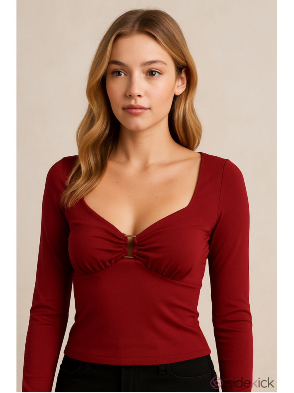 NEW Women's Riley & James Red Long Sleeve Tee, Size L
